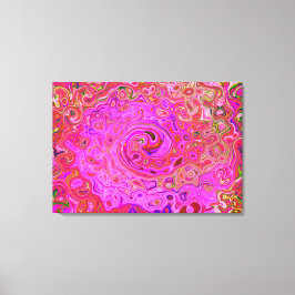 Shock rosa Mar Färg Abstrakt Retro Swirl Canvastryck