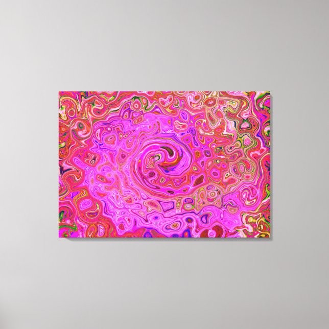 Shock rosa Mar Färg Abstrakt Retro Swirl Canvastryck (Framsida)