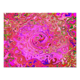 Shock rosa Mar Färg Abstrakt Retro Swirl Fototryck