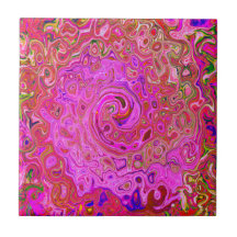 Shock rosa Mar Färg Abstrakt Retro Swirl