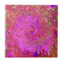 Shock rosa Mar Färg Abstrakt Retro Swirl Kakelplatta