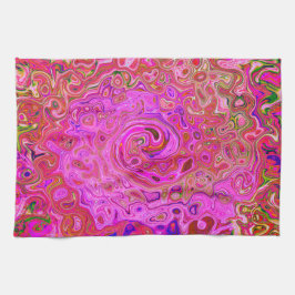 Shock rosa Mar Färg Abstrakt Retro Swirl Kökshandduk