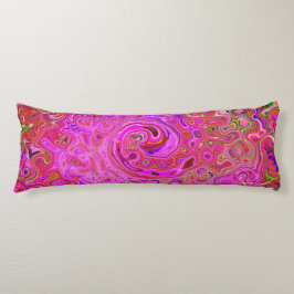 Shock rosa Mar Färg Abstrakt Retro Swirl Kroppskudde