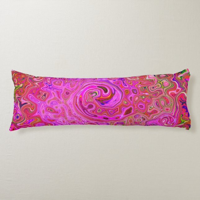 Shock rosa Mar Färg Abstrakt Retro Swirl Kroppskudde (Framsidan)
