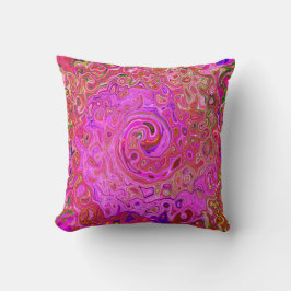 Shock rosa Mar Färg Abstrakt Retro Swirl Kudde