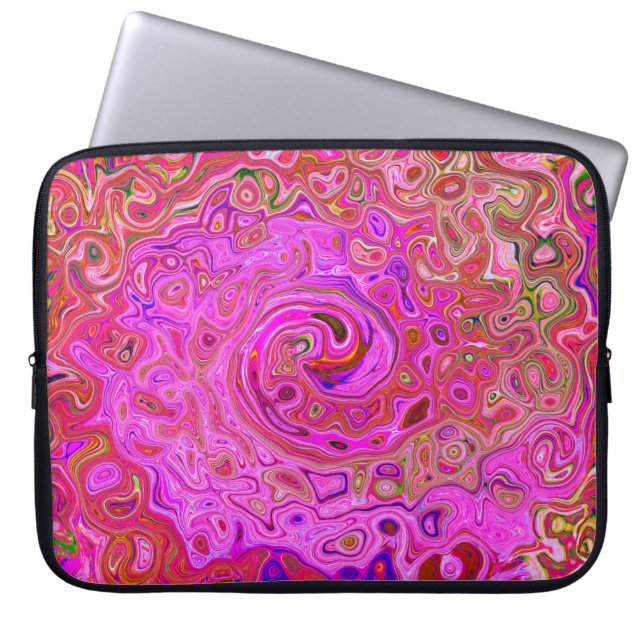 Shock rosa Mar Färg Abstrakt Retro Swirl Laptop Fodral (Framsidan)