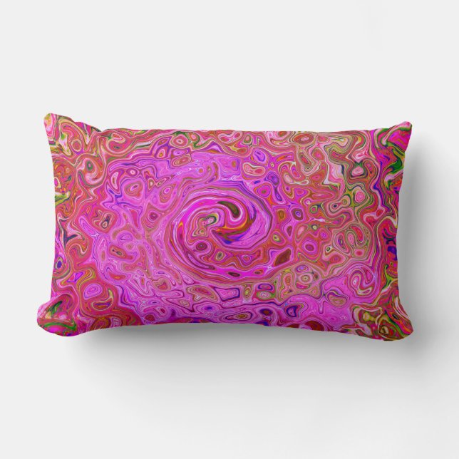 Shock rosa Mar Färg Abstrakt Retro Swirl Lumbarkudde (Framsida)