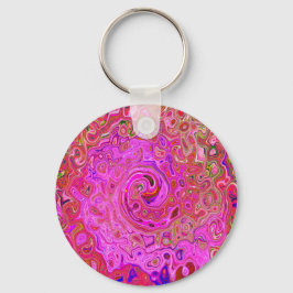 Shock rosa Mar Färg Abstrakt Retro Swirl Nyckelring