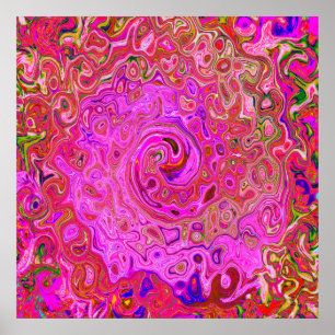 Shock rosa Mar Färg Abstrakt Retro Swirl Poster
