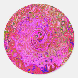 Shock rosa Mar Färg Abstrakt Retro Swirl Runt Klistermärke