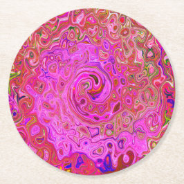 Shock rosa Mar Färg Abstrakt Retro Swirl Underlägg Papper Rund