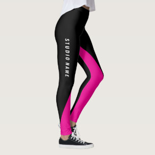 Shock rosa med anpassningsbar färg och Namn Leggings