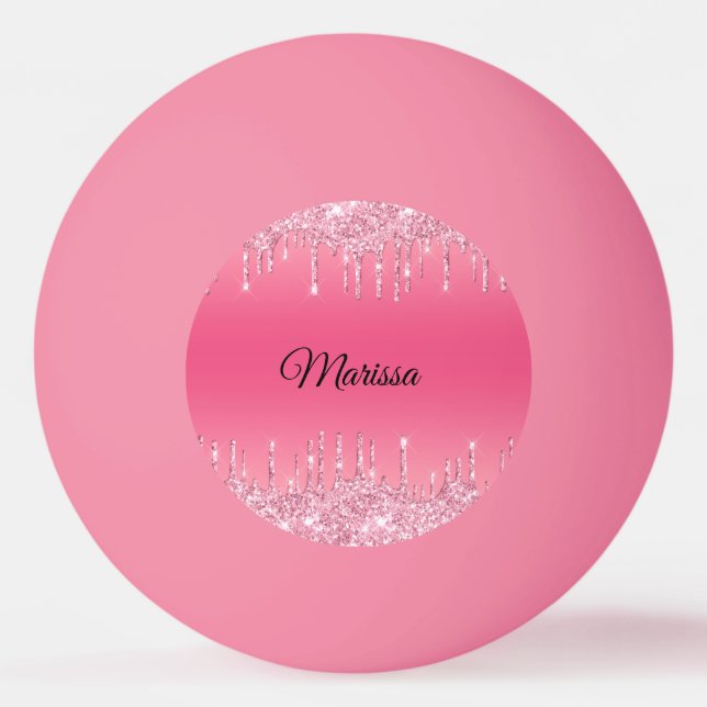 Shock rosa med gnistrande Silver Glitter-drivrutin Pingisboll (Framsidan)