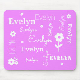 Shock rosa med vita blommor, anpassad musknapp musmatta