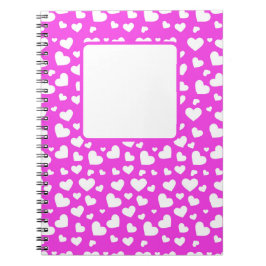 SHOCK ROSA MED VITA VALENTINA KÄRLEK HJÄRTAR ANTECKNINGSBOK