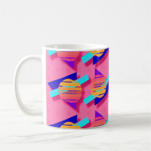 Shock rosa Memphis Neon Triangle Mönster Kaffemugg
