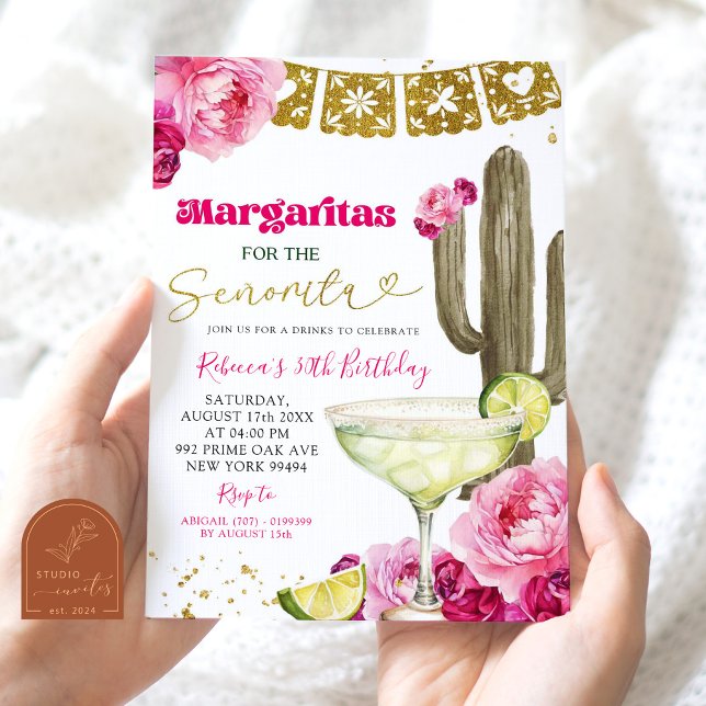 Shock rosa mexikanska Cactus Blommigt Fiesta Marga Inbjudningar (Skapare uppladdad)