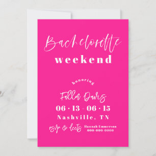 Shock rosa Modern Bachelorette Inbjudan Itinerary