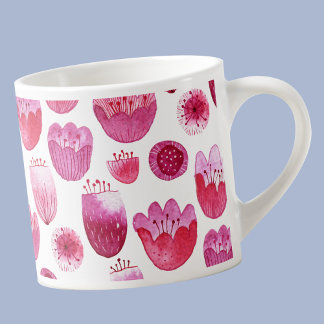 Shock rosa Modern Blommigt vattenfärg Espressomugg