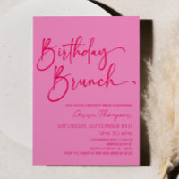 Shock rosa Modern Minimalist Birthday Brunch Party