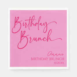 Shock rosa Modern Minimalist Birthday Brunch Party Pappersservett