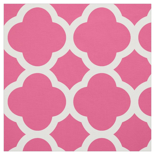 Shock rosa Modern Quatrefoil stor  Tyg (Provkarta)