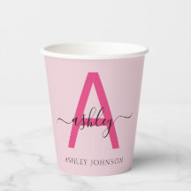 Shock rosa Modern Script Girly Monogram Namn
