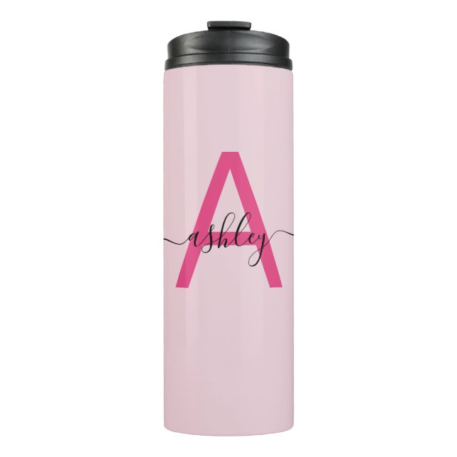 Shock rosa Modern Script Girly Monogram Namn (Framsida)