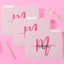 Shock rosa Modern Script Girly Monogram Namn