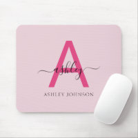 Shock rosa Modern Script Girly Monogram Namn