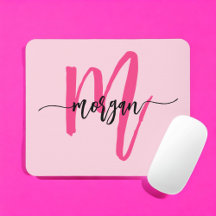 Shock rosa Modern Script Girly Monogram Namn