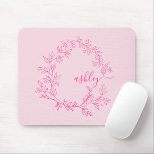Shock rosa Modern Script Girly Monogram Namn Musmatta