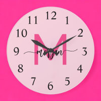 Shock rosa Modern Script Girly Monogram Namn