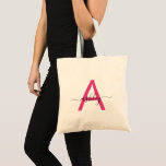 Shock rosa Modern Script Girly Monogram Namn Tygkasse<br><div class="desc">Den här personligen i väskan har en slående shock rosa monogram som ställs in mot en mjuk bakgrund. Den här blandningen av perfekt i stil och praktisk användning har en slående . Idealisk för den diskreta individen som värdesätter både form och funktion är väskan lika mångsidig som chic. Oavsett om...</div>