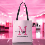 Shock rosa Modern Script Girly Monogram Namn Tygkasse<br><div class="desc">Bär med dig det du behöver i stil med vår Shock rosa Modern Script Girly Monogram Namn Tote Bag! Den här shock rosa har en fetstilt design och är en personlig med ditt namn i ett modernt skript i chicen för ett trendig, ett anpassningsbar utseende. Perfekt för inköp, skola eller...</div>
