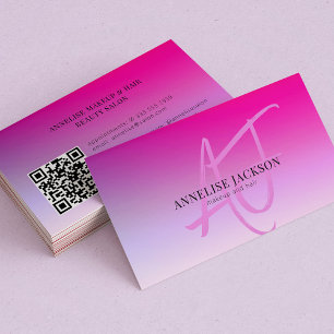Shock rosa modern skönhetssalon QR CODE Visitkort