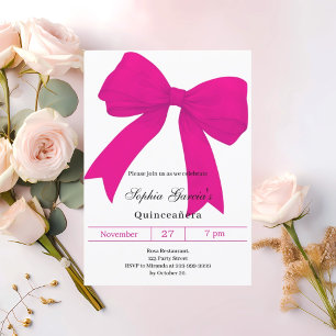 Shock rosa moderna Quinceanera Inbjudningar