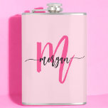 Shock rosa Monogram Girl's Bachelorette Party Fickplunta<br><div class="desc">Fira i stil med vår Shock rosa Monogram Girl's Bachelorette Party Flask! Den här kolven har en sjudande shock rosa och personlig med ditt monogram och ger en chic och anpassningsbar till dina reklamfestligheter. Det är perfekt att hålla dina favoritdrycker på resande fot. Kompakt och snyggt, den här trendigets kolv...</div>
