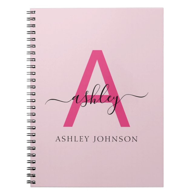 Shock rosa Monogram Girl's Back to school Anteckningsbok (Framsidan)