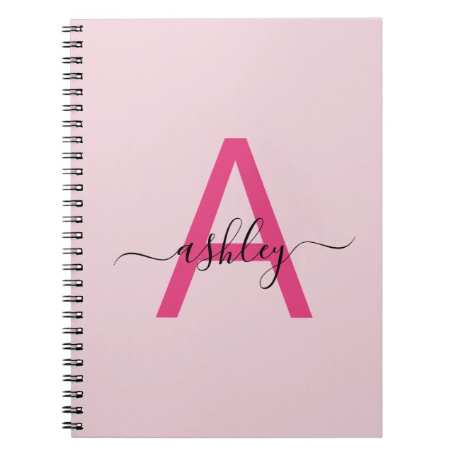 Shock rosa Monogram Girl's Back to school Anteckningsbok (Framsidan)