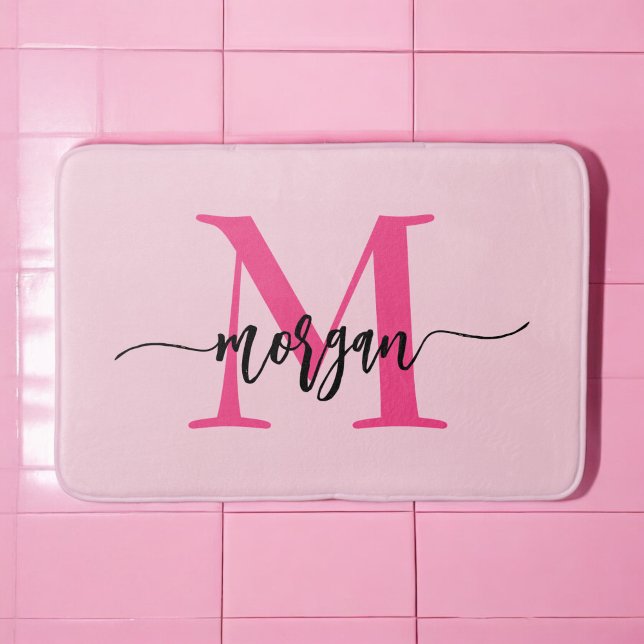 Shock rosa Monogram Girl's Dorm Room Badrumsmatta (Skapare uppladdad)