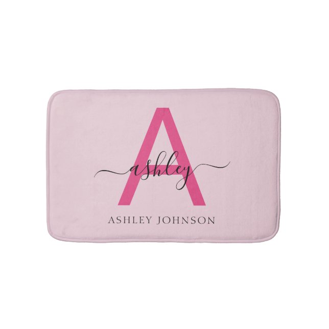 Shock rosa Monogram Girl's Dorm Room Badrumsmatta (Framsidan)