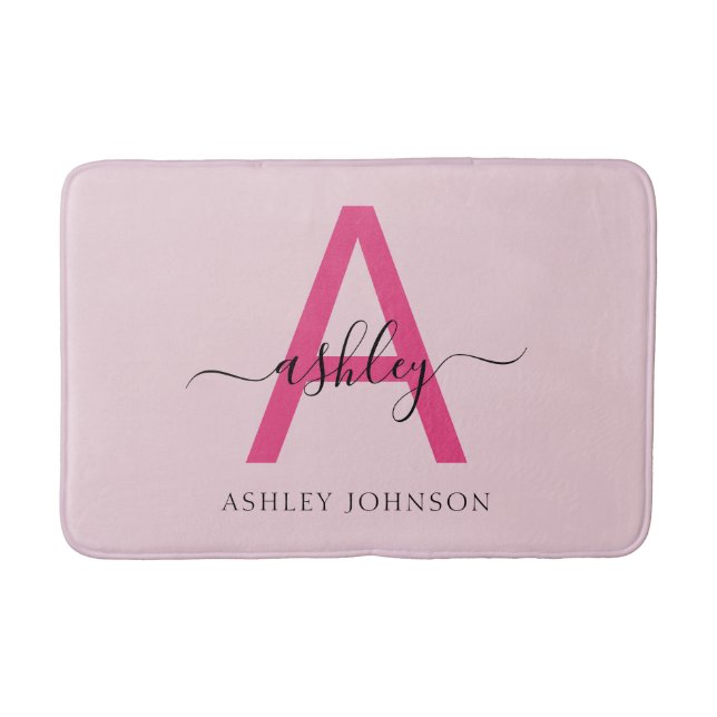 Shock rosa Monogram Girl's Dorm Room Badrumsmatta (Framsidan)