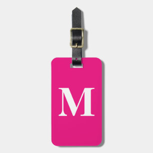 Shock rosa Monogram Initialer Namn Anpassningsbar Bagagebricka