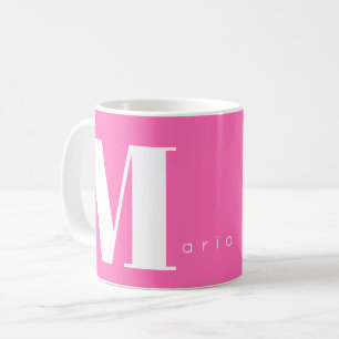 Shock rosa monogram namn anpassningsbar typografi  kaffemugg