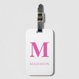 Shock rosa Monogram Namn Luggage Tag Bagagebricka