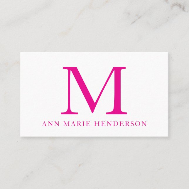 Shock rosa Monogram Visitkort (Framsida)
