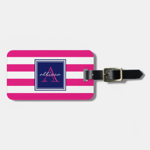 Shock rosa Monogrammed Awning Rand Bagagebricka