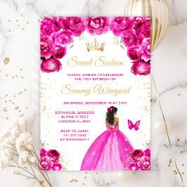 Shock rosa Mörk Skin Princess Sweet sixteen Inbjudningar