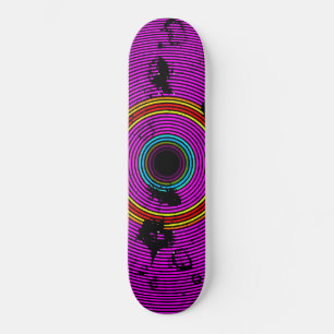 Shock rosa Multifärgad Vinyl Disk Struktur Mönster Skateboard Bräda 21,5 Cm